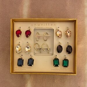 Unwritten Interchangeable Earrings Set - Red, Gold, Green, Blue